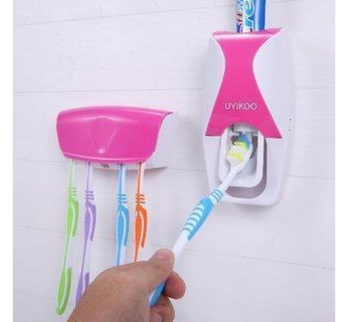 Диспенсер для зубної пасти та щіток автоматичний w-506 (White Pink)