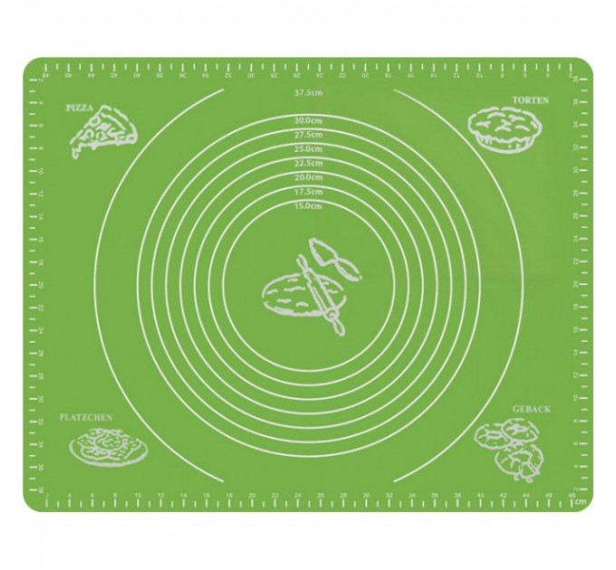 Силиконовый антипригарный коврик для выпечки и раскатки теста 40x30 Зеленый