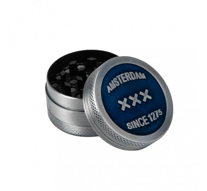 Гриндер для тютюну Амстердам HL-243 SINCE 1275 XXX (Silver Blue)