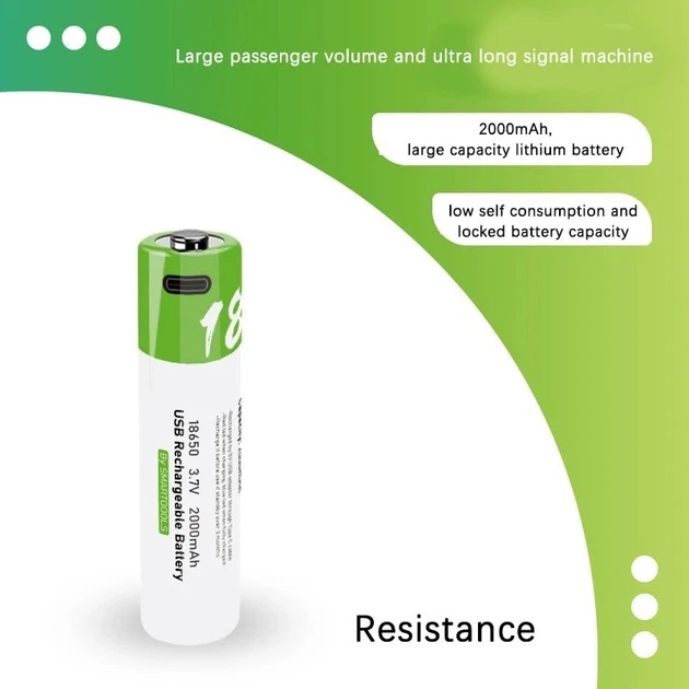 Аккумулятор 18650 Smartoools 2000 mAh 3.7V с встроенной зарядкой Type-C (19565)