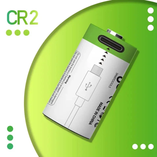 Аккумулятор CR2 Smartoools 300 mAh литий-ионный Li-Ion с зарядкой от Type-C 3.7V Выпуклый плюс (19326)