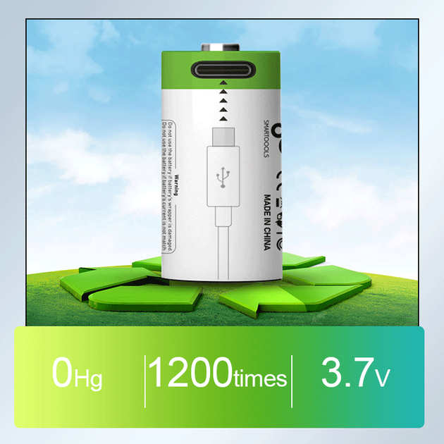 Аккумулятор CR2 Smartoools 300 mAh литий-ионный Li-Ion с зарядкой от Type-C 3.7V Выпуклый плюс (19326)