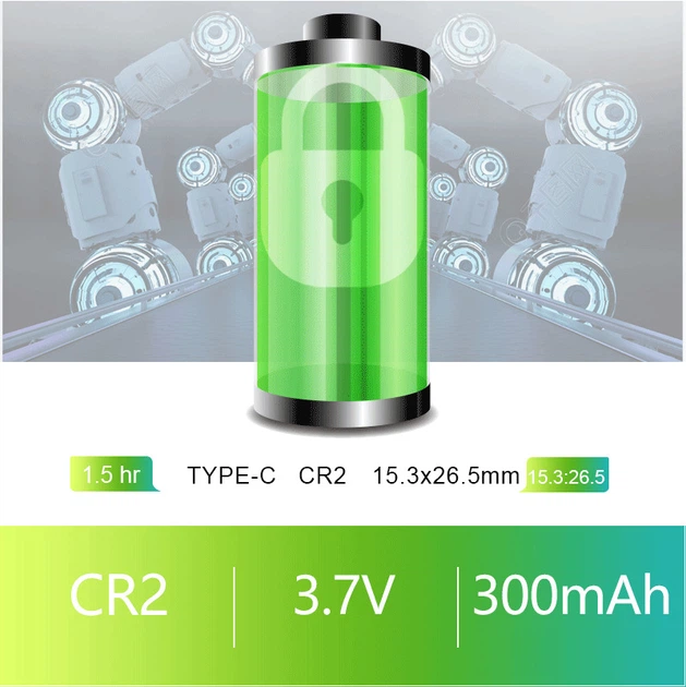 Аккумулятор CR2 Smartoools 300 mAh литий-ионный Li-Ion с зарядкой от Type-C 3.7V Выпуклый плюс (19326)