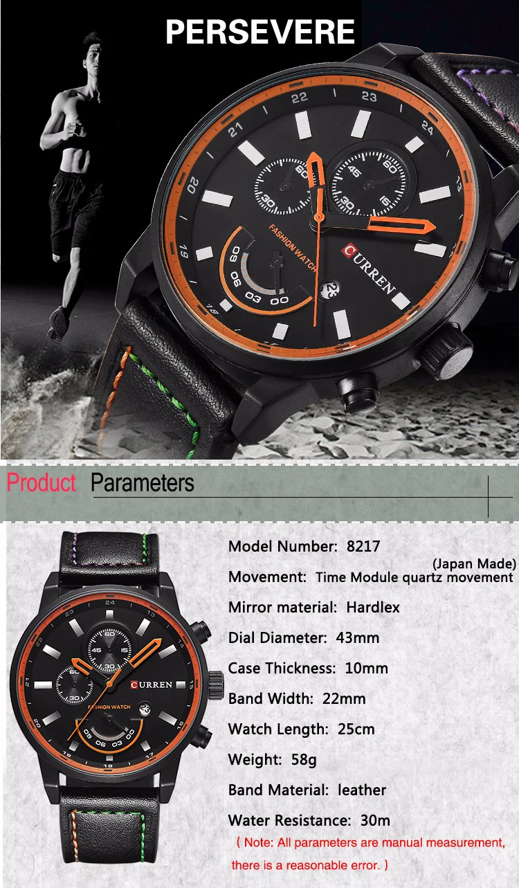 Часы наручные Curren 8217 (Black) (18684)