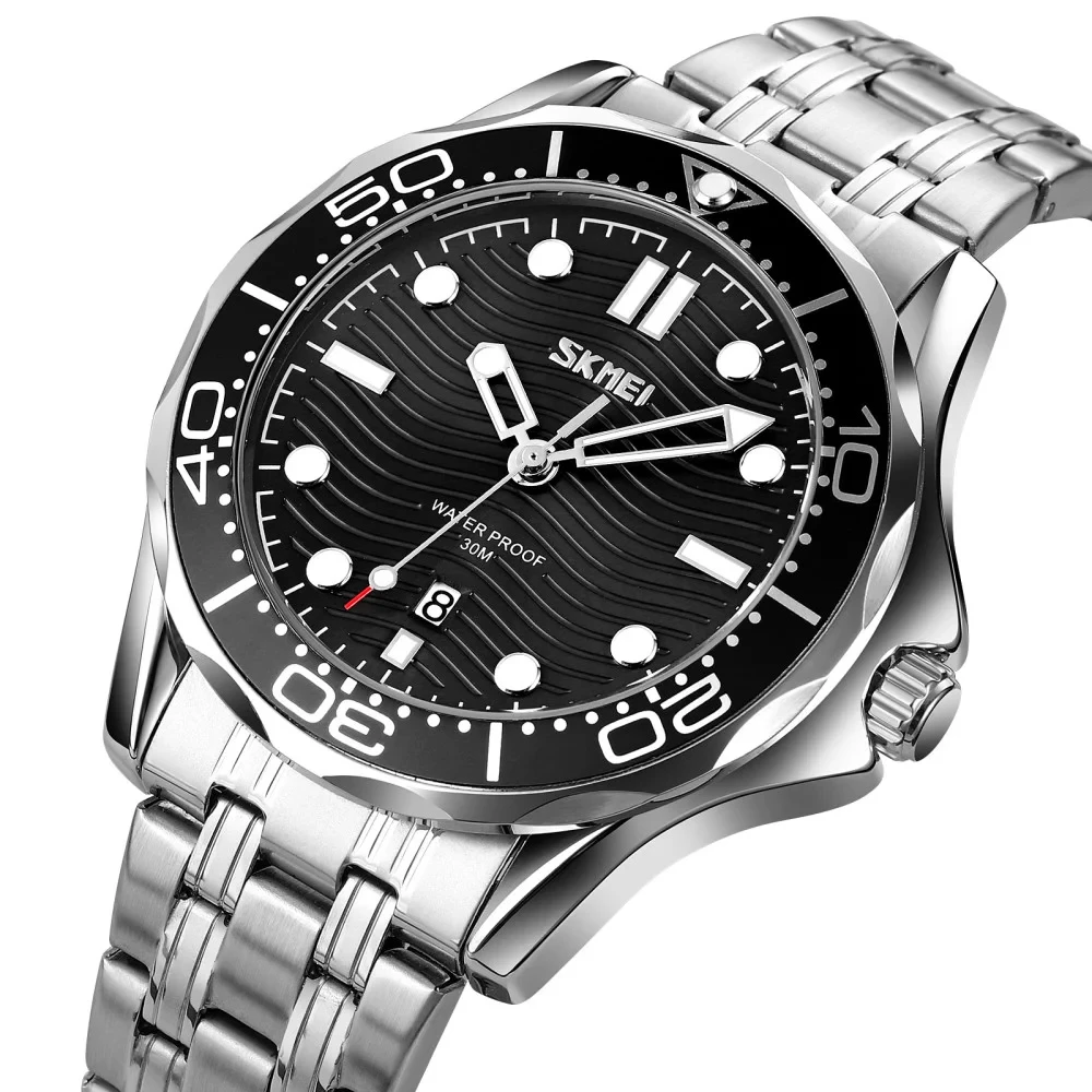 Часы наручные Skmei 9276 (Silver Black steel strap, 9276SSIBK) (18381)