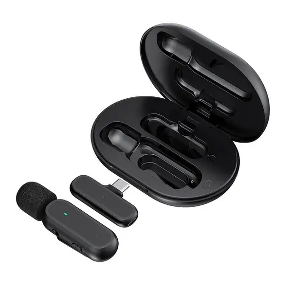Микрофон беспроводной петличный K60 Lightning приемник + микрофон + зарядный кейс (Black) (17618)