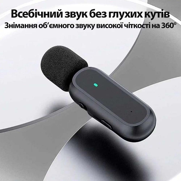 Микрофон беспроводной петличный K60 Lightning приемник + микрофон + зарядный кейс (Black) (17618)