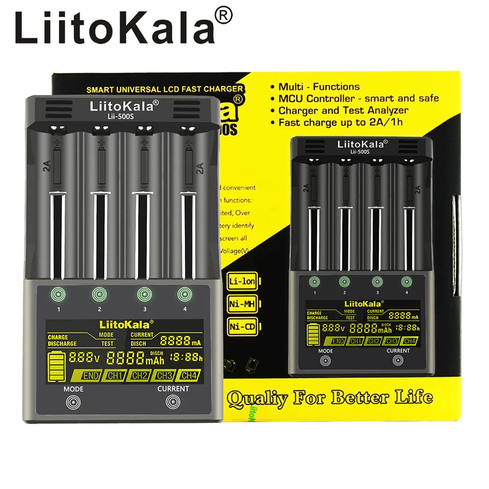 Зарядное устройство LiitoKala Lii-500S для аккумуляторов АА, ААА, 18650, 21700, 26650 Li-ion, Ni-MH, Ni-Cd, LiFePO4
