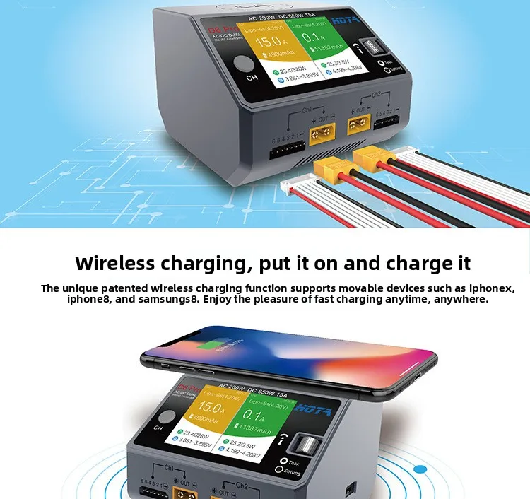 Зарядное устройство двухканальное HOTA D6 Pro Dual 325W 15A 1-6S LiPo AC/DC FPV беспроводная зарядка (Black) (18768)