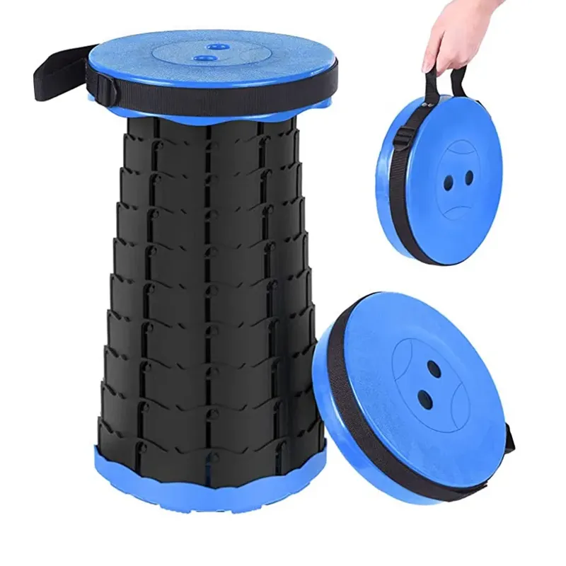 Cтул портативный складной Retractable Folding Stools (Black Blue) (16308)