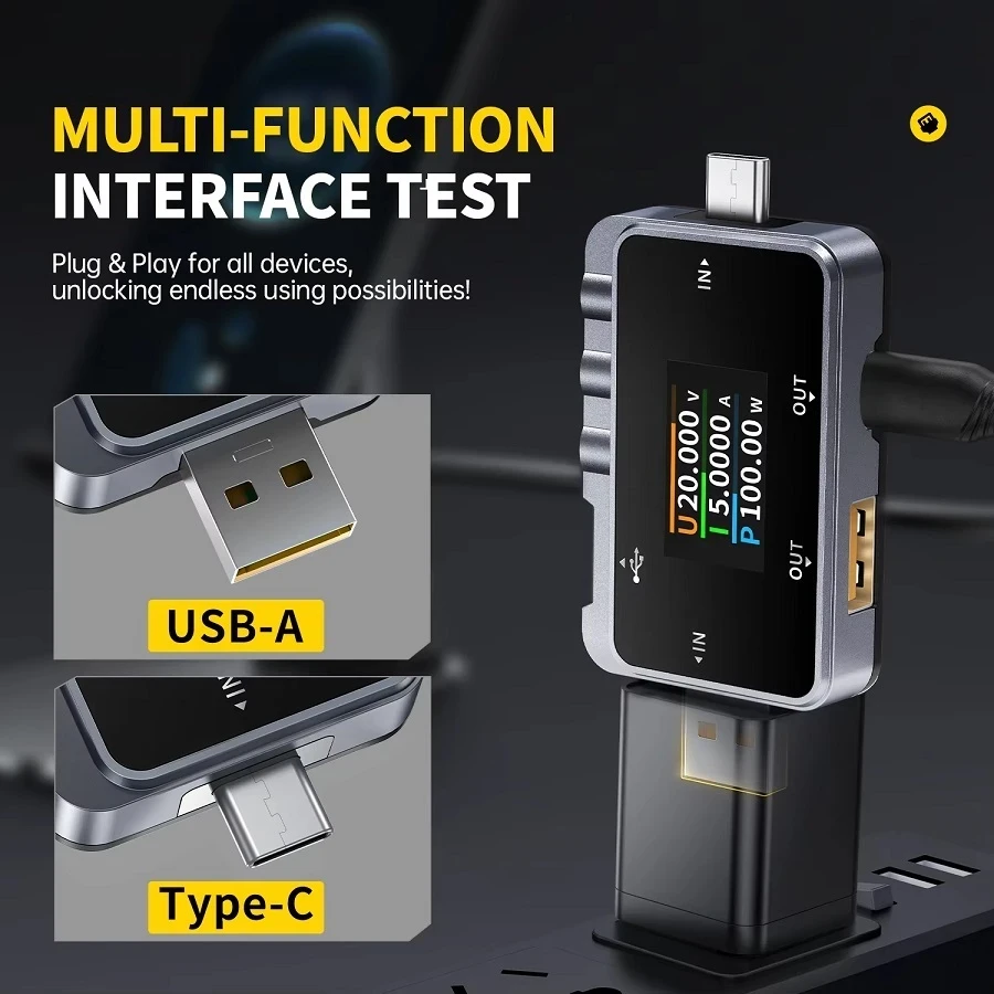 USB тестер анализатор зарядных устройств Fnirsi FNAC-28 внешних аккумуляторов и USB-кабелей (19470)