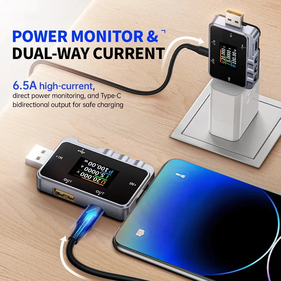 USB тестер анализатор зарядных устройств Fnirsi FNAC-28 внешних аккумуляторов и USB-кабелей (19470)