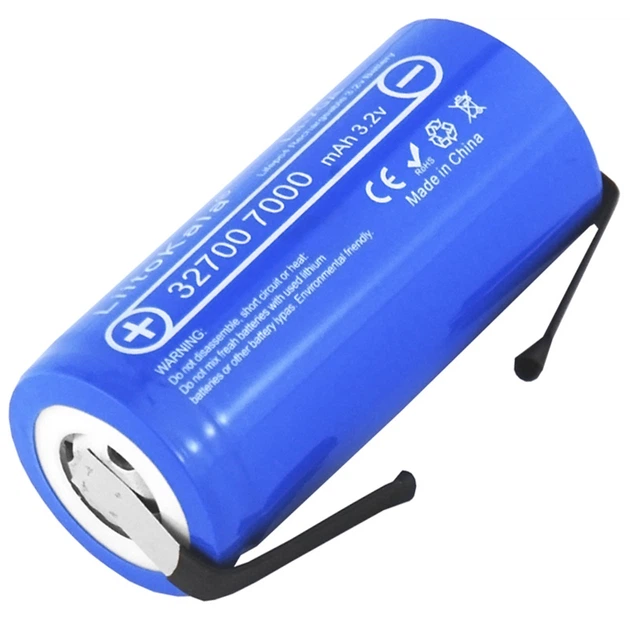 Аккумулятор 32700 LiitoKala 70A-N 7000 mAh LiFePO4 под пайку с никелевой лентой U-tags 30А, 3.6V (19316)