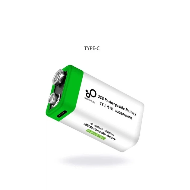 Аккумулятор Крона Smartoools 650 mAh 9V / 6LR61 литиевый со встроенной зарядкой Type-C (19327)