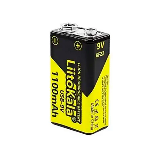 Аккумулятор Крона / 6LR61 LiitoKala USB-9V 1100 mAh литий-ионный со встроенной зарядкой Type-C (19321)