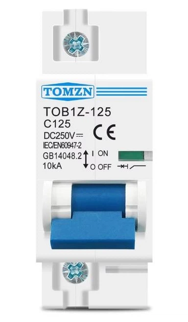 Автоматический выключатель DC TOMZN TOB1Z-125 однополюсный 1P 250V 125A предохранитель постоянного тока