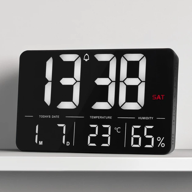 Часы электронные настенные и настольные LOSSO GRAND WC-600 Будильник с пультом (Black) (18968)