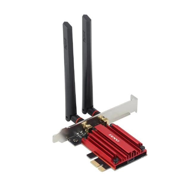 Геймерская трехдиапазонная Сетевая карта WiFi+Bluetooth 5.2 PCI-E Fenvi FV-AXE3000 2.4G/5G/6Ghz 5374 Mbps + 2 Антенны