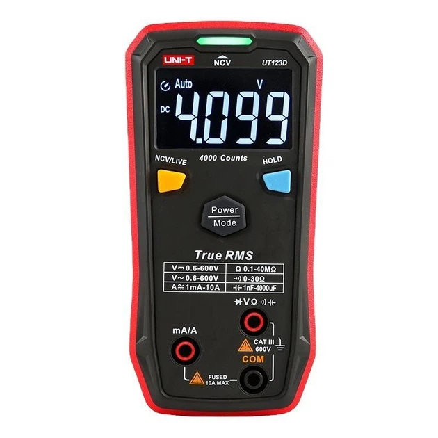 Мультиметр UNI-T UT123D Цифровой мультитестер; Напряжение DC/AC; Ток DC/AC; R; C; Прозвонка цепи; Диодный тест, NCV, Live (19819)