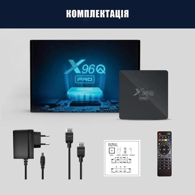 Приставка Android SMART TV BOX X96Q PRO 2/16 GB Smart TV Box в Android TV 10 (Black) (16084)