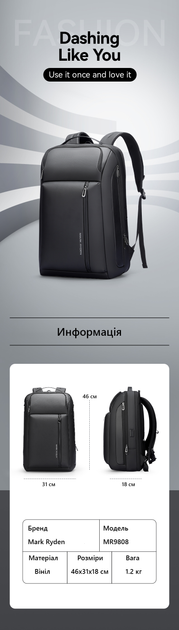 Рюкзак Mark Ryden 9808 37л с отсеком для ноутбука до 15.6