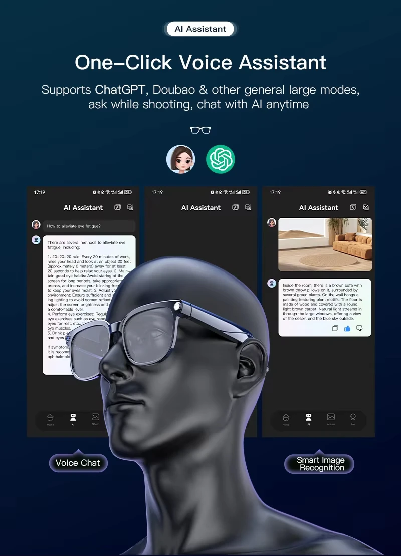 Смарт-очки с искусственным интеллектом Colmi M02S AI Original с AI-помощником, HD-камерой и Bluetooth (Black) (19249)