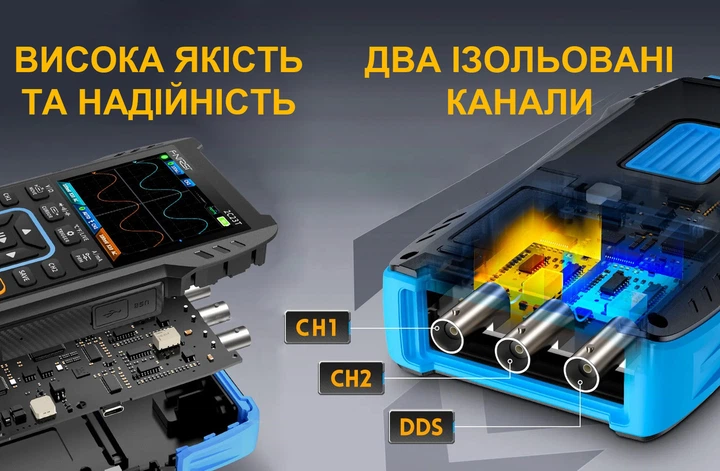 Цифровой осциллограф мультиметр 3в1 Fnirsi 2C23T двухканальный портативный генератор сигналов (19165)