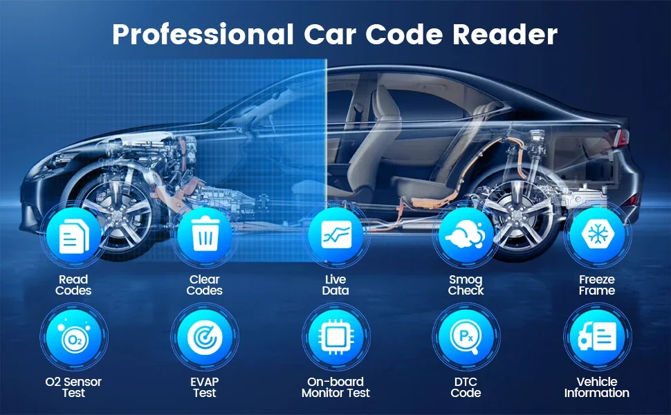 Универсальный автосканер Мультимарочный OBD2 Mucar BT200 Pro Профессиональный диагностический сканер автомобильный ОБД2, EOBD, ELM327 (19802)