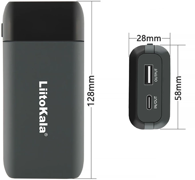 Зарядное устройство LiitoKala Lii-MP2 с функцией Power Bank для аккумуляторов АА, ААА, 18650, 21700 Li-Ion, IMR, INR, ICR (Black)  (19423)