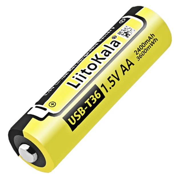 Аккумулятор AA LiitoKala USB-T36 2400 mAh пальчиковый Li-Ion с зарядкой от Type-C 1.5V Плоский плюс