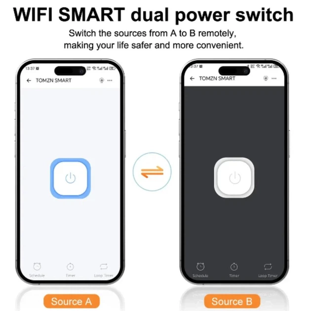 Автоматический ввод резерва АВР Wi-Fi eWeLink TOMZN TOQ7e 4P 220V 125A переключатель питания трехфазный 4х полюсний (19648)