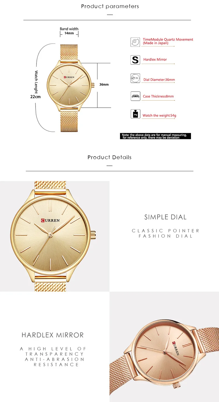 Часы наручные женские Curren 9024 (Black) (18680)