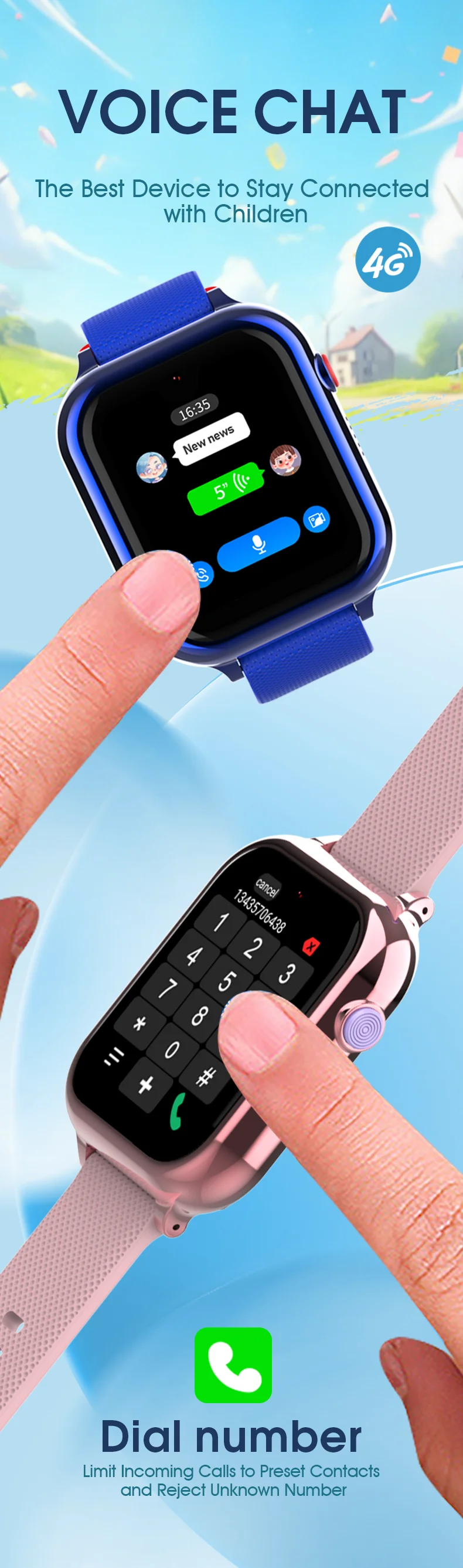 Детские смарт-часы Wonlex KT38 Original часы-телефон с видеозвонком GPS WI-FI и SIM-картой (Blue) (19134)