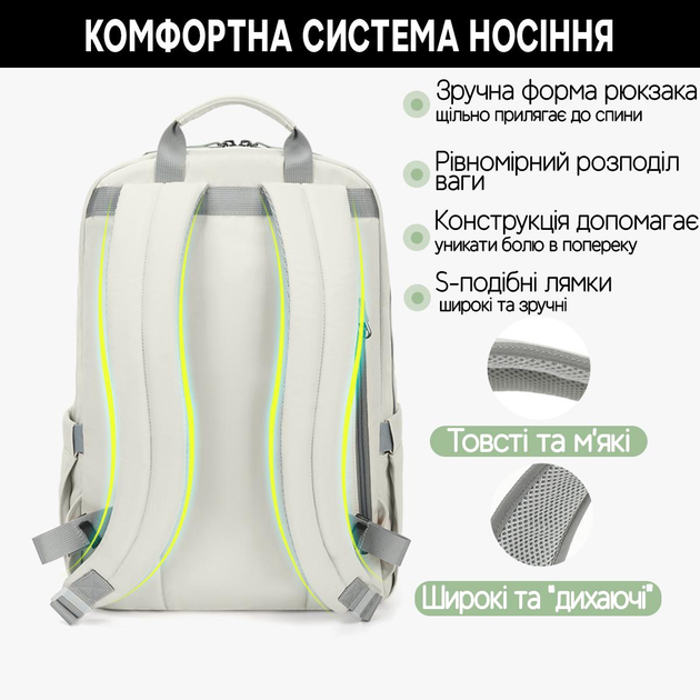 Городской рюкзак Tigernu T-B9520 для ноутбука 19.5л 15.6'' (White) (17036)