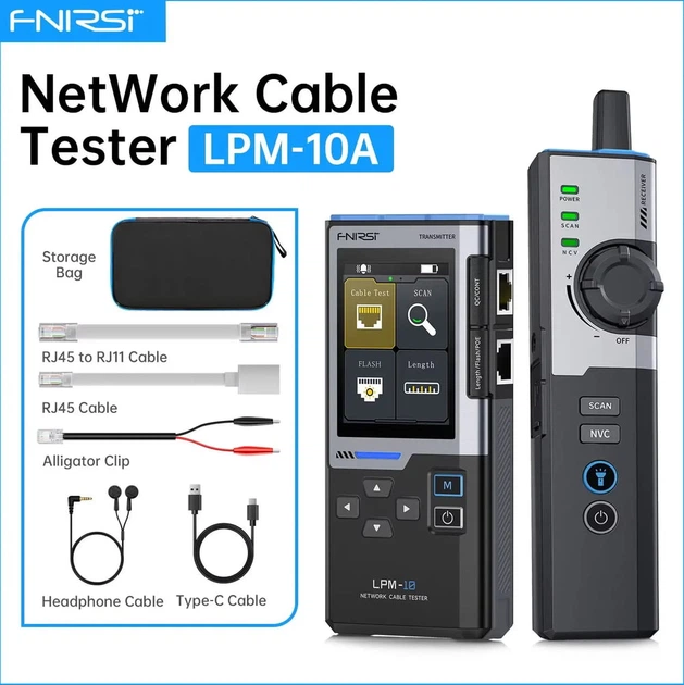Многофункциональный кабельный тестер Fnirsi LPM-10A Профессиональный тестер сетевого кабеля PoE