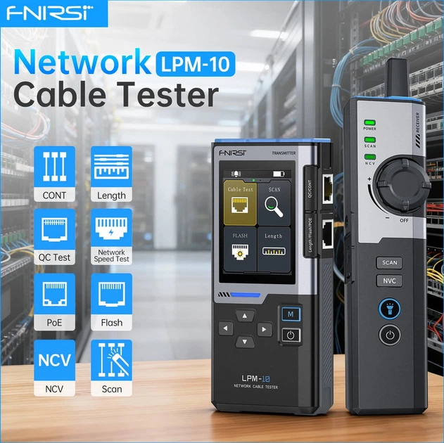 Многофункциональный кабельный тестер Fnirsi LPM-10A Профессиональный тестер сетевого кабеля PoE (19669)