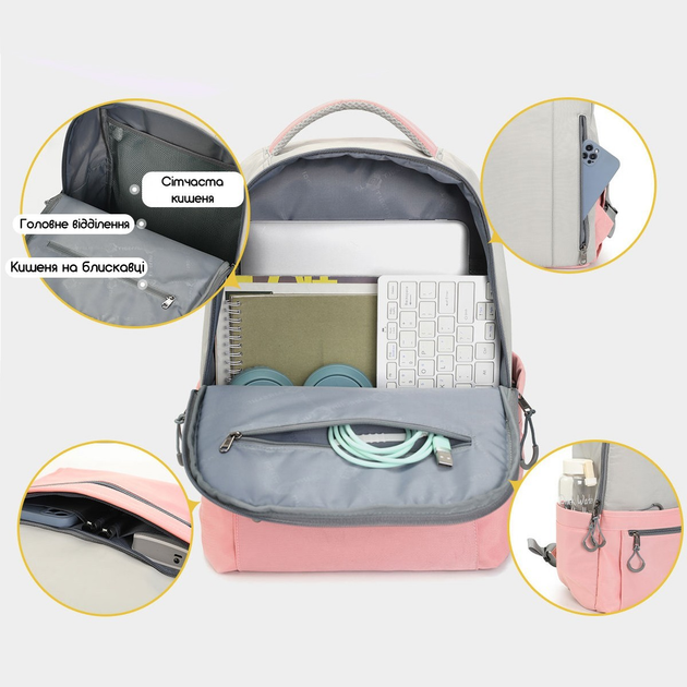 Рюкзак женский Tigernu T-B9388 для ноутбука 16л 15.6'' (Pink) (17041)