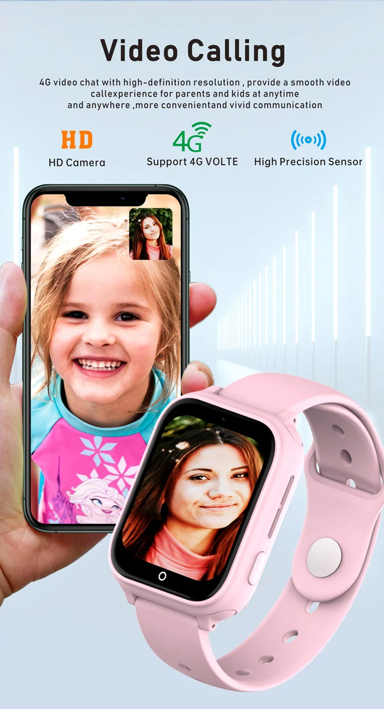 Смарт часы-телефон детские Wonlex CT25 Original с видеозвонком WI-FI GPS SIM-карта (Pink) (18357)