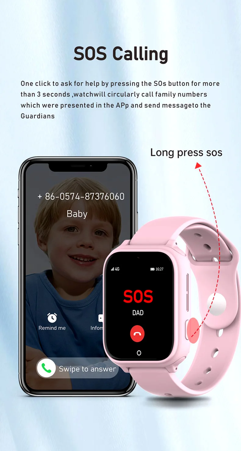 Смарт часы-телефон детские Wonlex CT25 Original с видеозвонком WI-FI GPS SIM-карта (Pink) (18357)