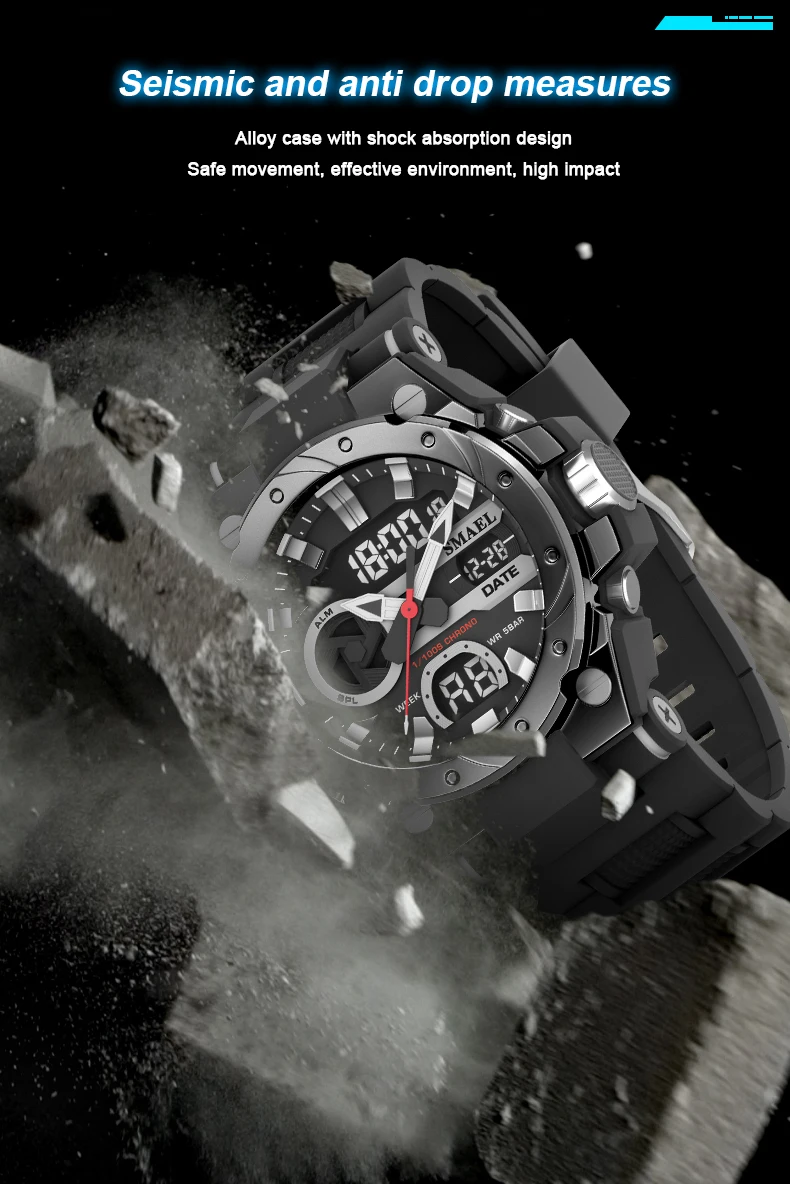 Тактические наручные часы Smael 8029 Original (Black) (16685)