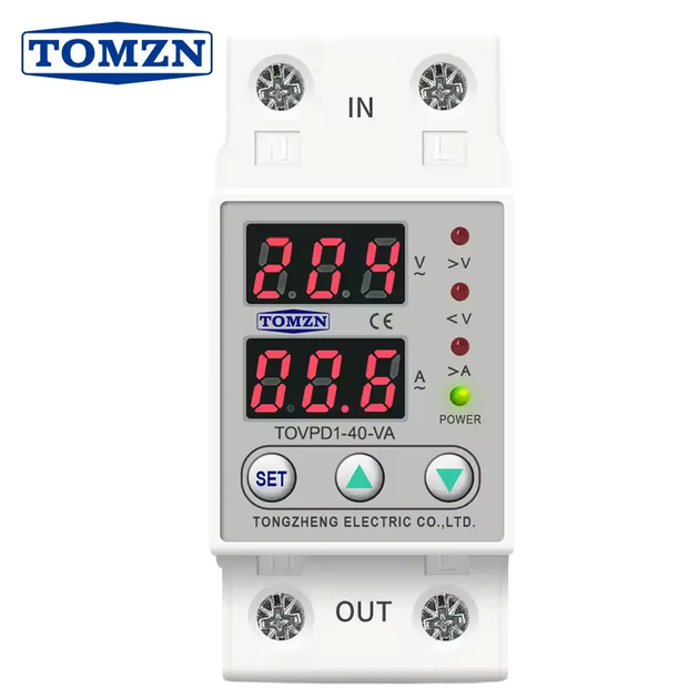 Цифровое реле контроля напряжения и тока однофазное TOMZN TOVPD1-40 40A Умный защитный автомат переменного тока (19604)