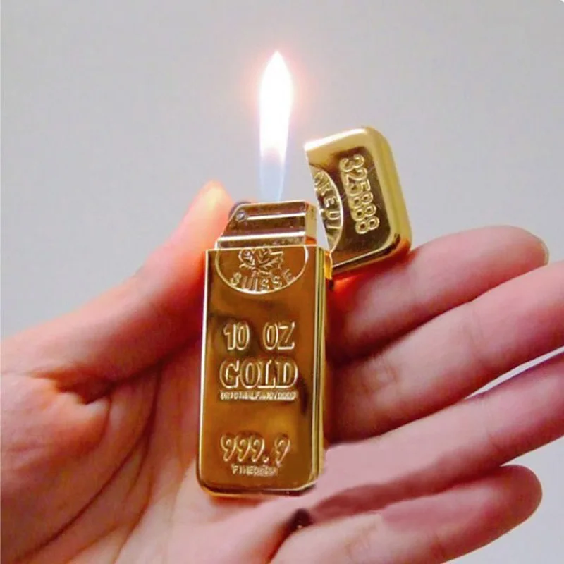 Зажигалка газовая cлиток золота (Gold) (18315)