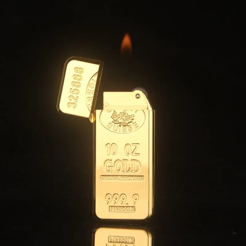 Зажигалка газовая cлиток золота (Gold) (18315)