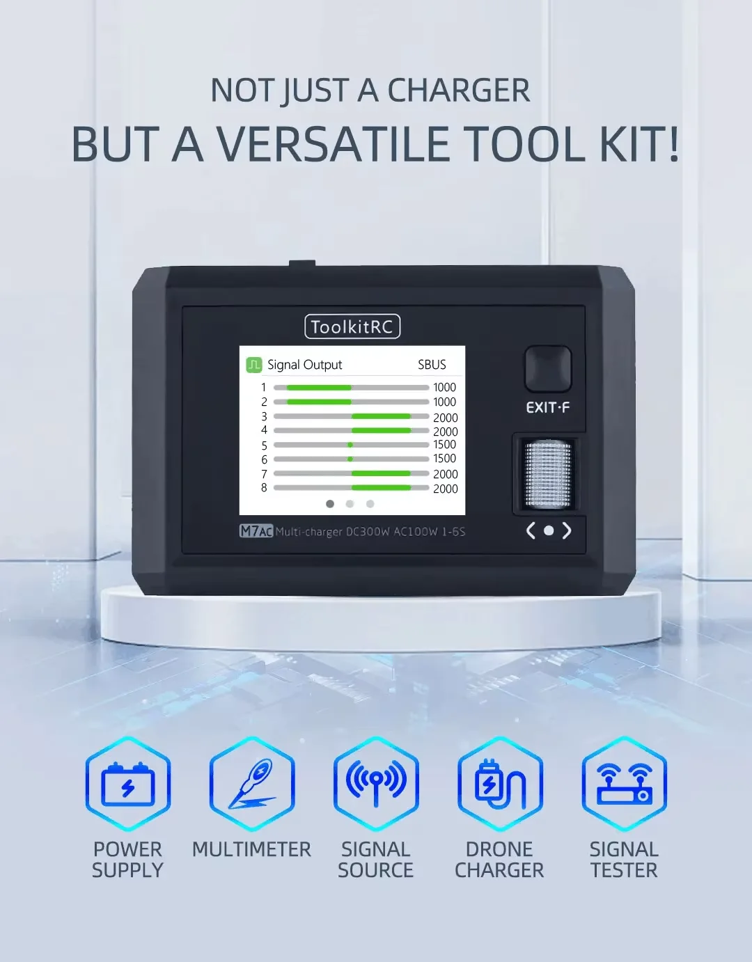 Зарядное устройство с Блоком питания ToolkitRC M7AC 300W 20А для FPV 2-6S LiPo LiIon XT60 XT30 ADP200 ADP100 M6D M7 Q4AC Q6AC (Black) (18761)