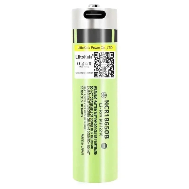 Аккумулятор 18650 LiitoKala USB-34B 3400 mAh с портом Type-C для зарядки и платой защиты 8А, 3.7V (19310)