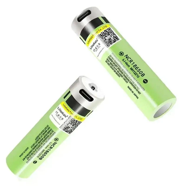 Аккумулятор 18650 LiitoKala USB-34B 3400 mAh с портом Type-C для зарядки и платой защиты 8А, 3.7V (19310)