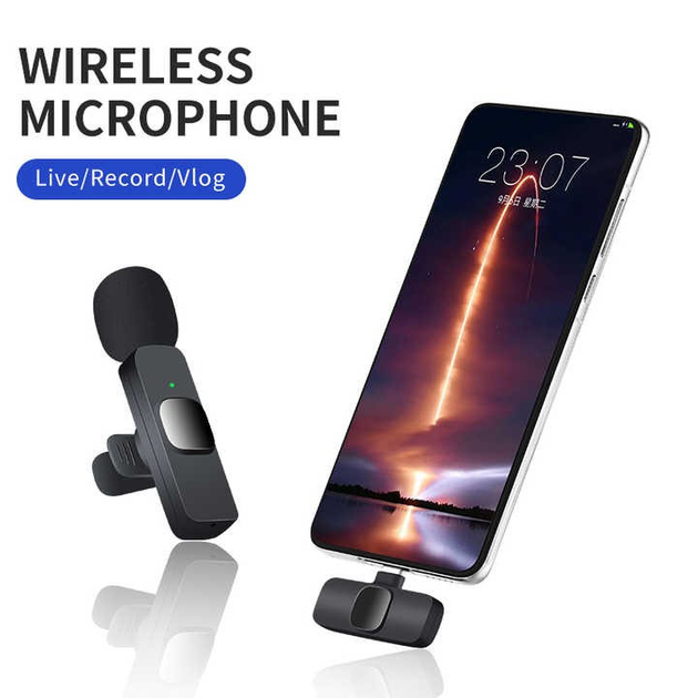 Беспроводной петличный микрофон K11 Lightning приемник + микрофон 2шт (Black) (17614)