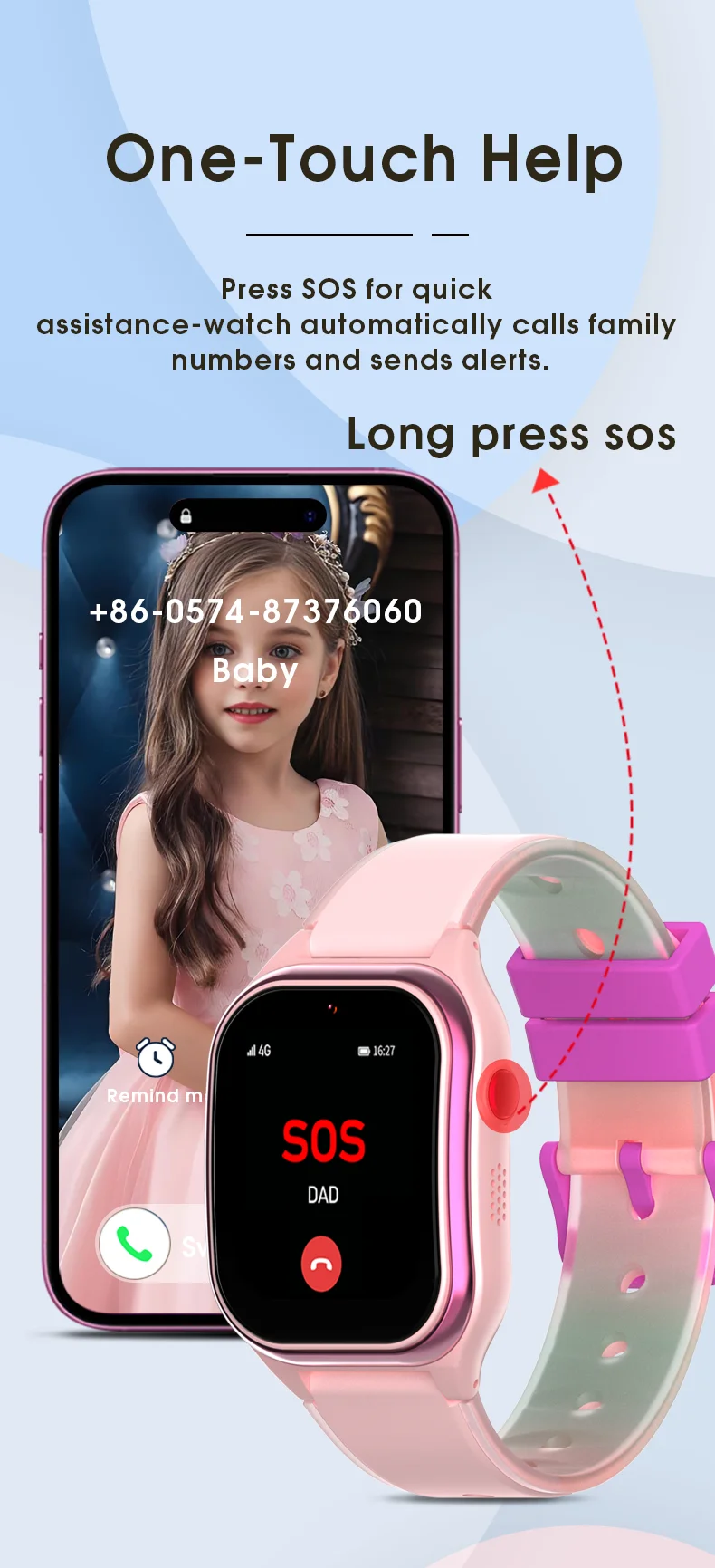 Детские смарт-часы Wonlex CT26 Ultra Small Original компактные часы-телефон с видеозвонком GPS и SIM (Pink) (19146)