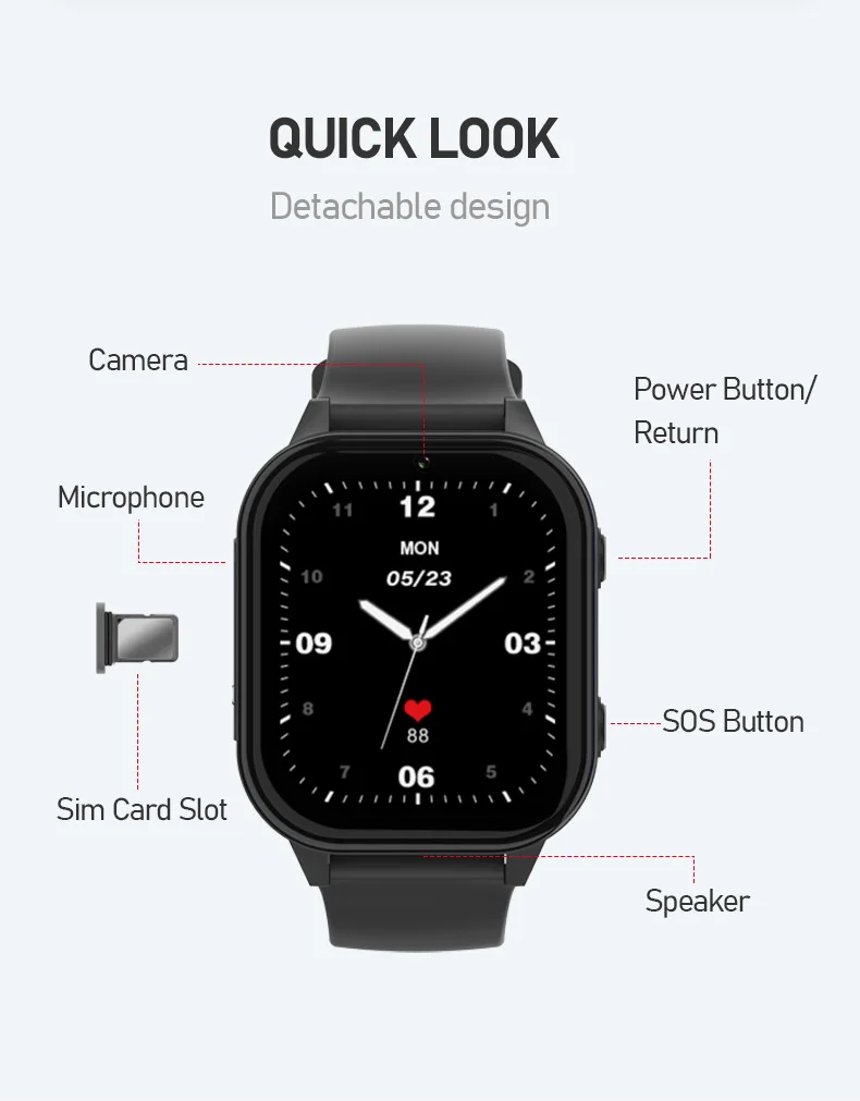 Детские смарт-часы Wonlex KT19 PRO Max Original часы-телефон с видеозвонком GPS WI-FI и SIM-картой (Black) (19131)