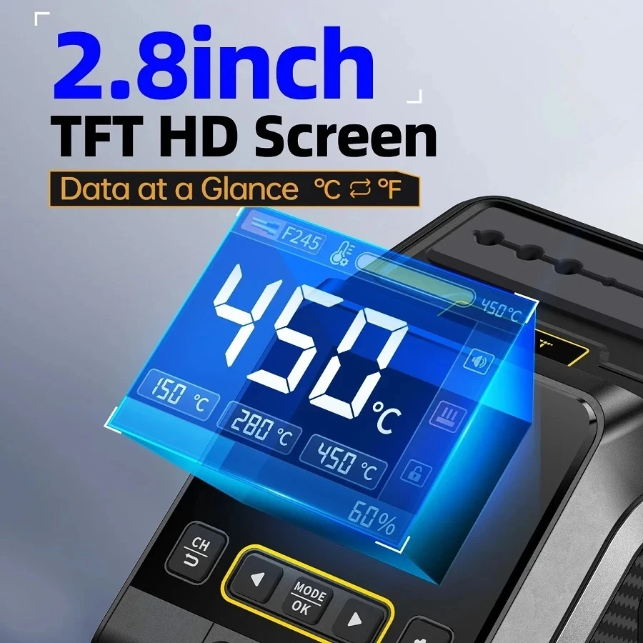 Паяльная станция Fnirsi DWS-200-F245-B Tip Standard Точная регулировка температкры  100-450°C  / 200 Вт (19691)